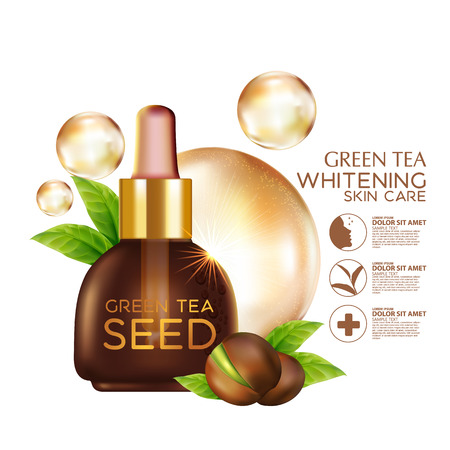 Green tea seed Oil Skin Care Cosmetic.のイラスト素材
