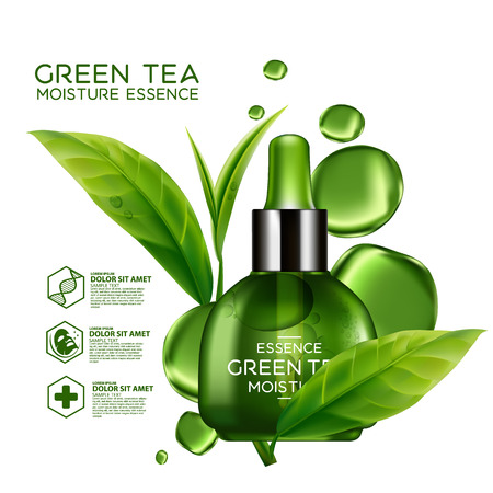 Green Tea Moisture Essence Skin Care Cosmetic.のイラスト素材