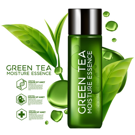 Green Tea Moisture Essence Skin Care Cosmetic.のイラスト素材