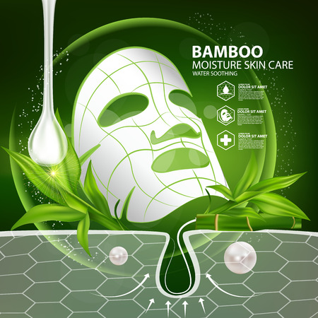 Bamboo Natural Face Mask Moisture Skin Care Cosmetic.のイラスト素材