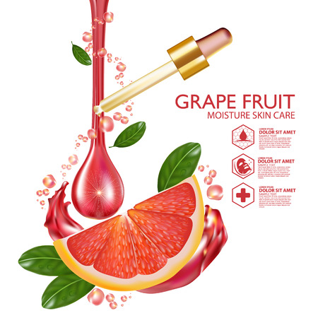 Grapefruit Serum Moisture Skin Care Cosmetic.のイラスト素材