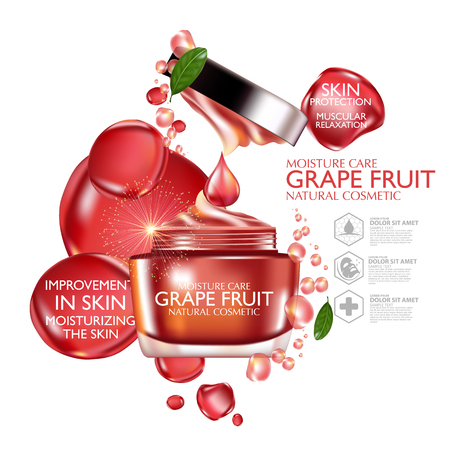 Grapefruit serum moisture skin care cosmetic.のイラスト素材