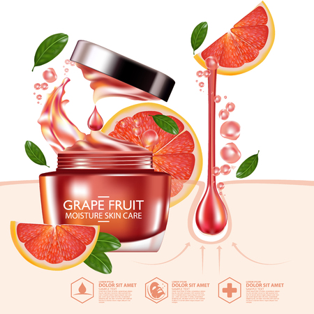Grapefruit Serum Moisture Skin Care Cosmetic.のイラスト素材