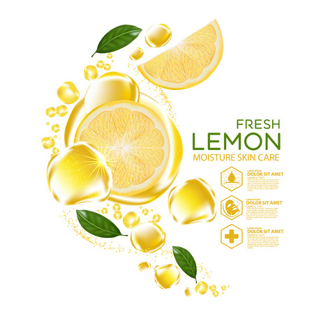 Lemon fruit Serum Moisture Skin Care Cosmetic.のイラスト素材