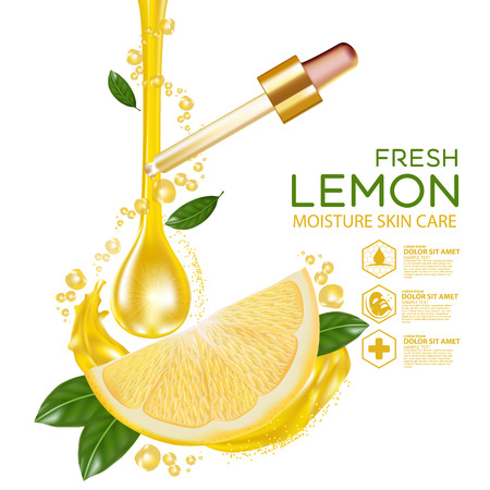 Lemon fruit Serum Moisture Skin Care Cosmetic.のイラスト素材