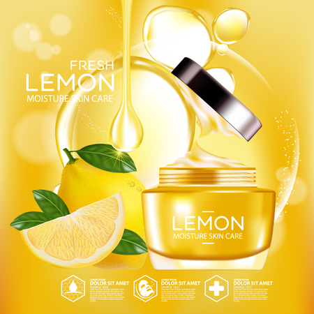 lemon fruit Serum Moisture Skin Care Cosmetic.のイラスト素材