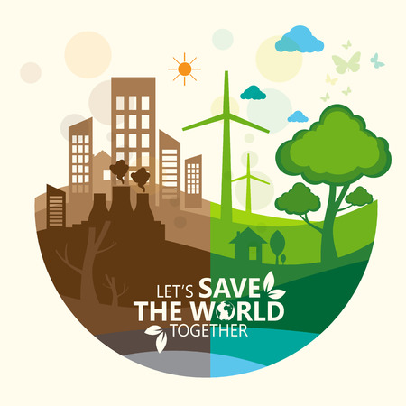 Environment. Let's Save the World Togetherのイラスト素材