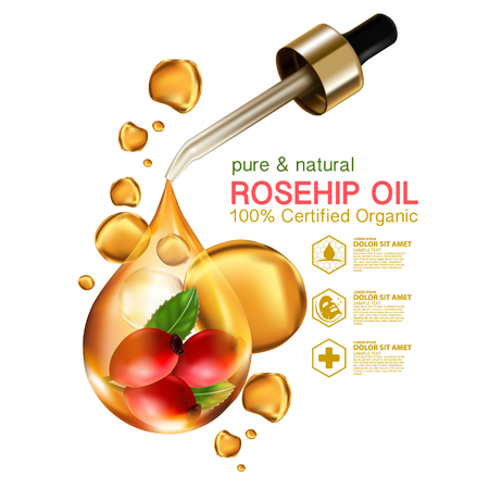 Rose hip oil natural cosmetic skin careのイラスト素材