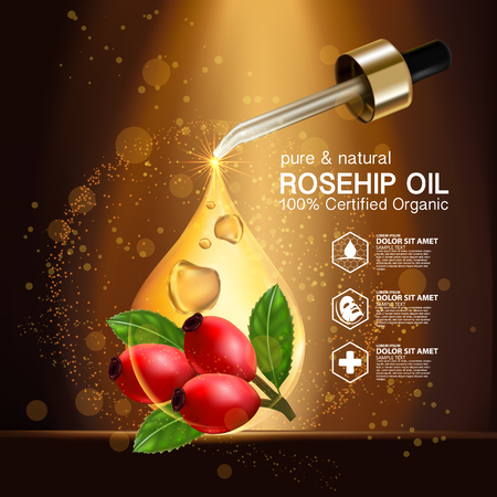 Rose hip oil natural cosmetic skin careのイラスト素材