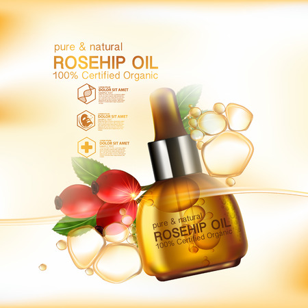 Rose hip oil natural cosmetic skin careのイラスト素材