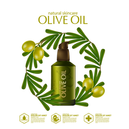 Olive oil organics natural skin care cosmeticのイラスト素材
