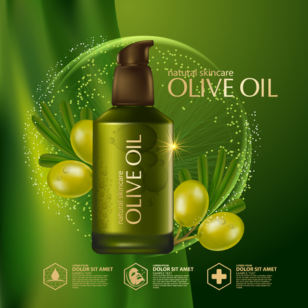 Olive oil organics natural skin care cosmeticのイラスト素材