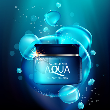 Aqua skin collagen Serum and Background Concept Skin Care Cosmetic.のイラスト素材