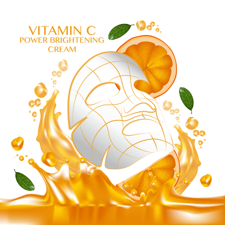 Mask sheet Orange fruit Vitamin Serum Moisture Skin Care Cosmetic.のイラスト素材
