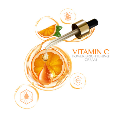 Orange fruit Vitamin Serum Moisture Skin Care Cosmetic.のイラスト素材