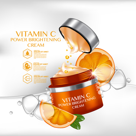 Orange fruit Vitamin Serum Moisture Skin Care Cosmetic.のイラスト素材