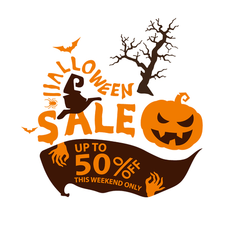 Halloween sale design template Vector illustrationのイラスト素材