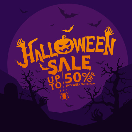 Halloween sale design template Vector illustrationのイラスト素材