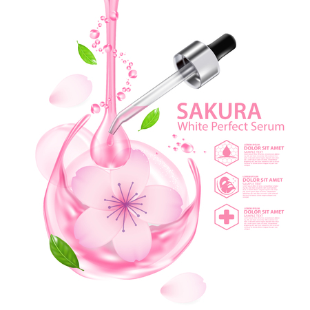 Sakura collagen solution Natural Skin Care Cosmetic.のイラスト素材