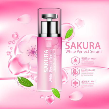 Sakura Nature Essence Water, collagen solution Skin Care Cosmetic.のイラスト素材