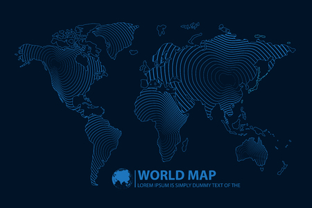 Modern Digital World Map Globalization Concept. Vector illustrationのイラスト素材