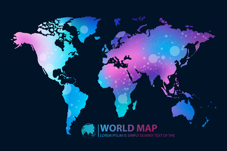 Modern Digital World Map Globalization Concept. Vector illustrationのイラスト素材