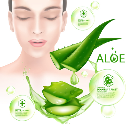 Aloe Vera collagen Serum Skin Care Cosmetic.のイラスト素材