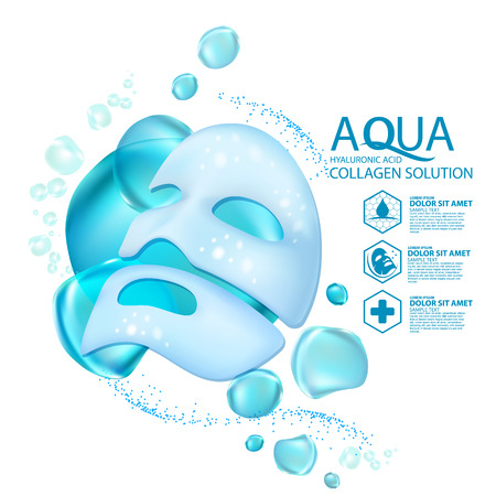 facial mask aqua skin collagen Serum and Background Concept Skin Care Cosmetic.のイラスト素材