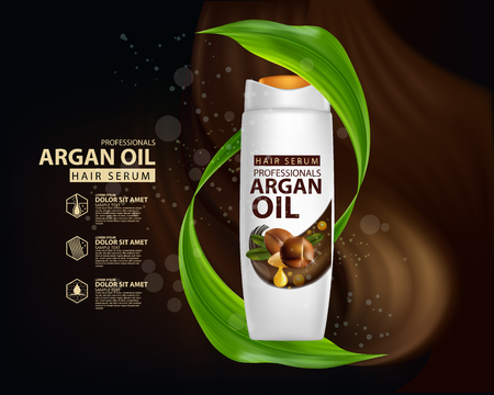 argan oil hair care protection contained in bottle background 3d illustrationのイラスト素材