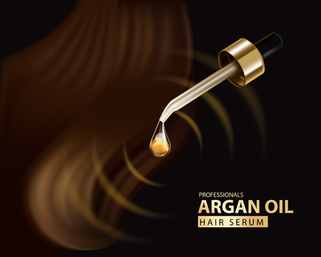 argan oil hair care protection contained in bottle background 3d illustrationのイラスト素材