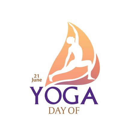 21 june-international yoga, human silhouette and sun rays, vector illustration - Vectorのイラスト素材
