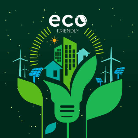 Ecology.Green cities help the world with eco-friendly concept ideas.vector illustration