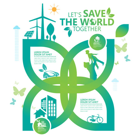 Save the world, ecology concept, save the planet, vector illustrationのイラスト素材