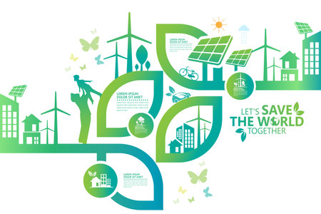 Ecology concept - save the world. Vector illustration for your designのイラスト素材