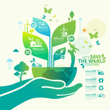 Ecology concept. save the world. save the planet. vector illustrationのイラスト素材