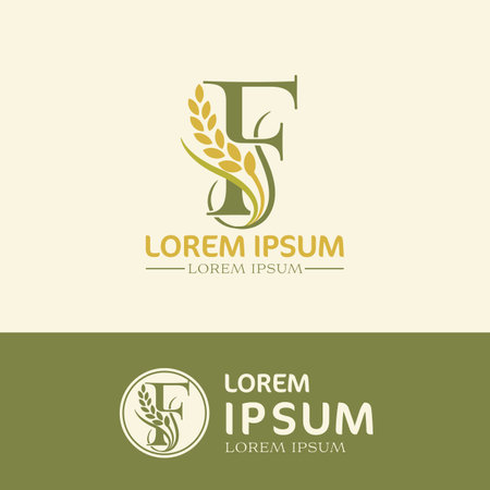 concept of  letter F, logo design  rice farm brandingのイラスト素材