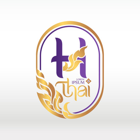 concept of  letter H, logotype design  Thai art styleのイラスト素材