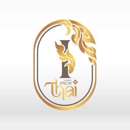 concept of  letter I, logotype design  Thai art styleのイラスト素材