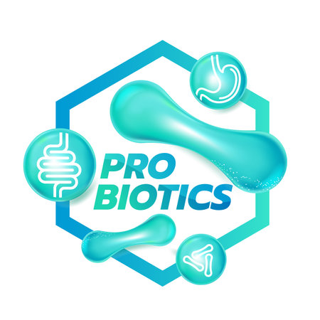 Probiotic Foods Good Bacteria Vector illustration.のイラスト素材