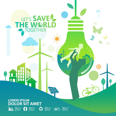 Concept of Environment. Let's Save the World Togetherのイラスト素材