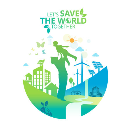 Concept of Environment. Let's Save the World Togetherのイラスト素材