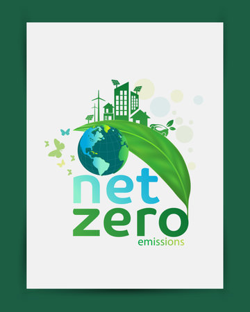 Net zero and carbon neutral concept.のイラスト素材