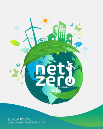 Net zero and carbon neutral concept.のイラスト素材