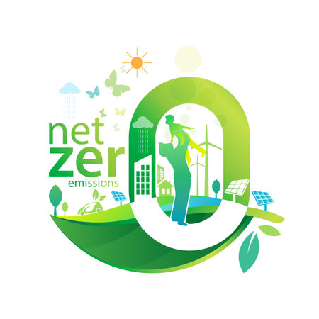 Net zero and carbon neutral concept.のイラスト素材