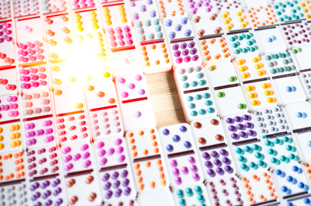 Background of business space concept with dominoes to zooming,Blank space planning of businessの写真素材