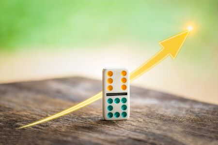 Domino chart or growing up of business planning. Inspiration of save money. Start for successful.