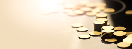 Investment for wealth background or business management concept. Saving and planning background. Stack of coins ideas.の写真素材