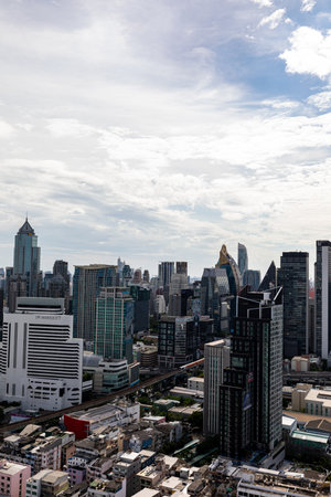BANGKOK, THAILAND - AUGUST 27, 2020 : view of Bangkok's skyline in the area of Sukhumvit, the...
