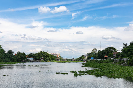 Landscapes Sailing is more commonly seen at Bang Pa-in Ayutthaya. The province is surrounded by the cha Phaya River and the old way of life for a long time.の写真素材