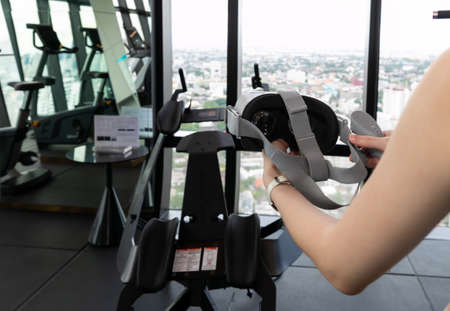 A virtual reality flying, skydiving frame of the company Icaros at gym
